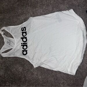 Adidas Women's White Tank Top with Black Logo